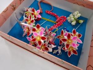 アンティーク　つまみ細工　髪飾りセット